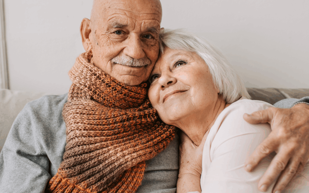 senior couple on the couch together